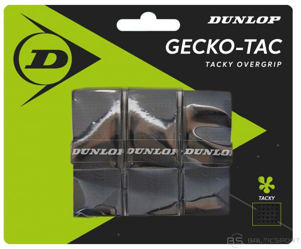 Tenisa Raketes Grips / Dunlop GECKO-TAC black 3pcs- blister