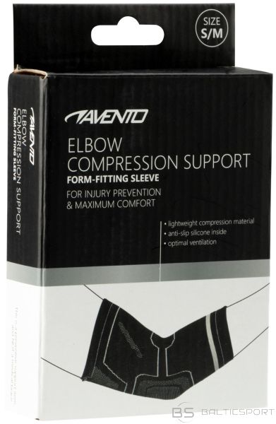 Elbow support with elasticstrap AVENTO 44SB Black/Silver grey S/M