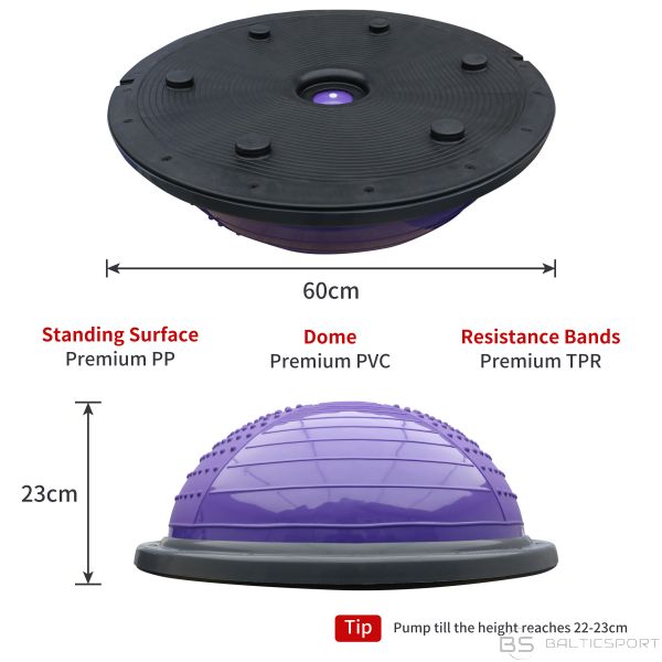 PROIRON Balansa platforma / Balance Trainer Purple, PVC / PP / TPR, 60 x 23 cm, max 300 kg