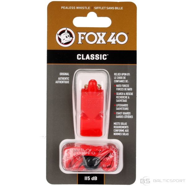 Fox40 Whistle Fox 40 Classic Safety / 115 dB / Sarkana