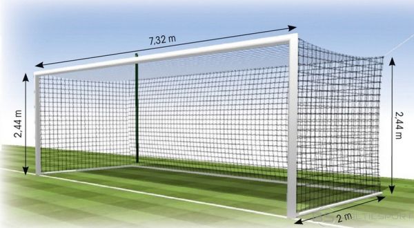Football net TREMBLAY FF1113E 7,32x2,44m, 3mm, depth 2m, 2pcs