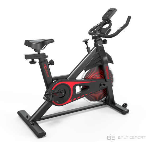EQI Smart S102 mājas lietošanas Spin velosipēds, regulējama pretestība, 120 kg, 13 kg, ķēdes piedziņa, melns/sarkans, LCD displejs