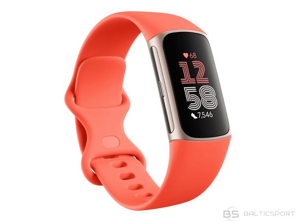 Fitbit Charge 6 Smart Watches, Coral, Champagne Gold Aluminum