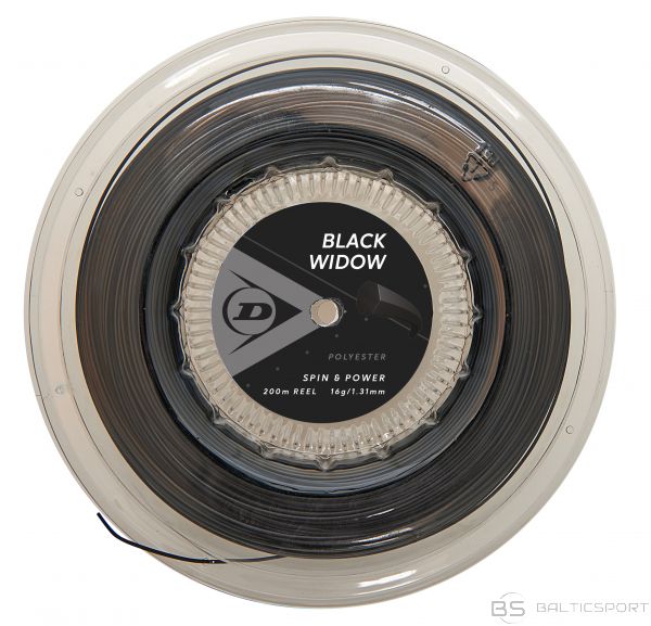 Poliestera Stīgas Tenisam / DUNLOP Black Widow (spin & durability) 16 G/200m/1.31mm