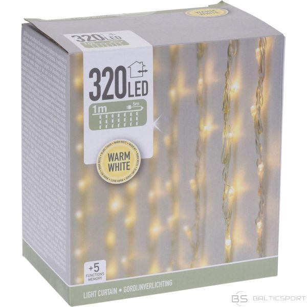 Christmas Decoration ZIEMASSVĒTKU GAISMAS GAISMAS PRIEKŠKARS ŪDENSKRITUMS EXT 320 LED SILTI BALTS 5 ĀTRUMI