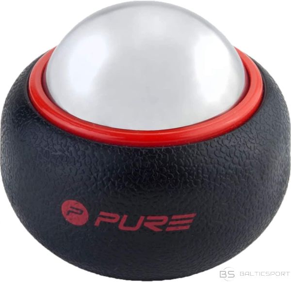 Pure2Improve Atvēsinoša masāžas bumba  ar rokturi Cold Ball Roller Black/Red/Silver / sāpju un mezglu mazināšanai