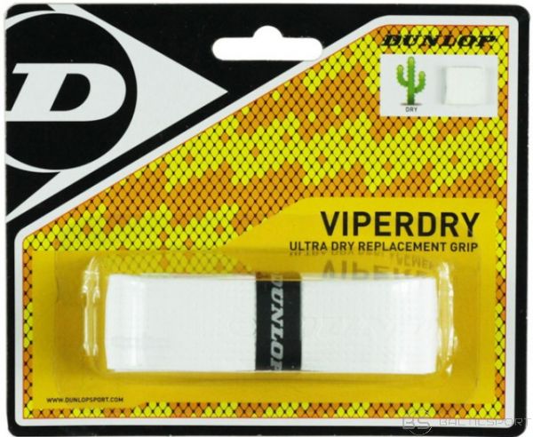 Tennis racket replacement overgrip DUNLOP VIPERDRY, white, blister, 1pcs