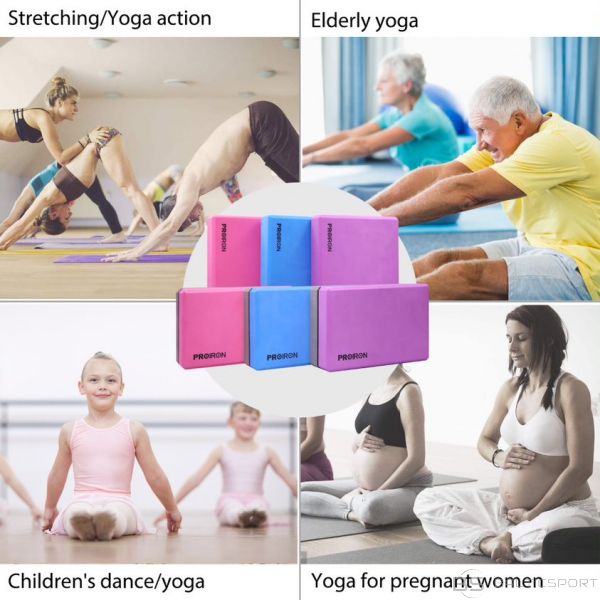 Jogas bloks / PROIRON Yoga Block Exercise Brick, 305 x 205 x 50 mm, 1 pc, Purple, High-density EVA foam