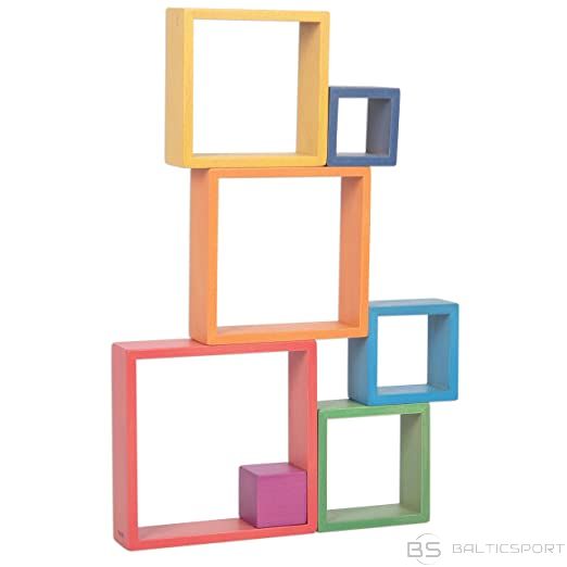Koka varavīksnes puzle / Varavīksnes krāsu kvadrāti / koka 3d puzle