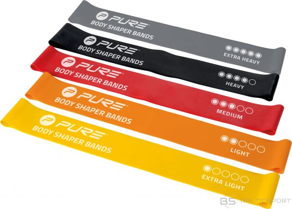 Pure2Improve Resistance Bands Set of 5 Black, Grey, Orange, Red, Yellow, Foam, Rubber