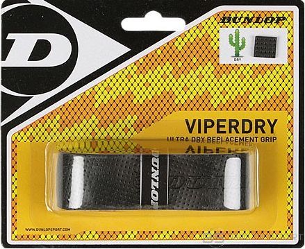 Tennis racket replacement grip DUNLOP VIPERDRY blister black 1 per pack.