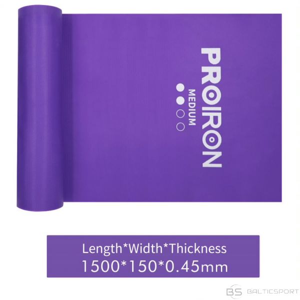 Pretestības gumija vingrošanai/ resistance Band Set Exercise Band, 200cm Medium (5-10 kg), 1 pc, Purple