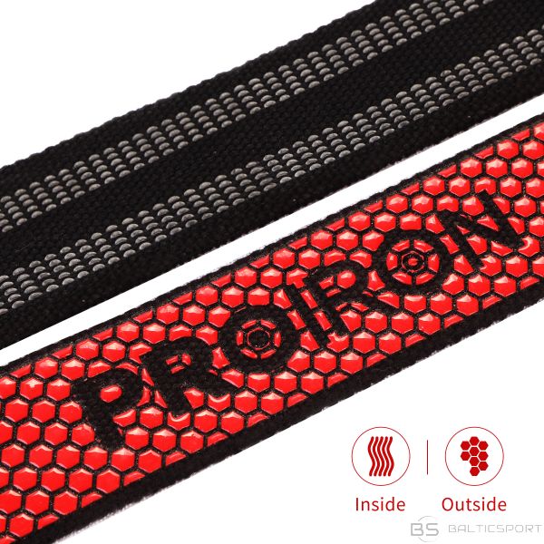 Svarcelšanas lenta melna, sarkana /PROIRON Weight Lifting Strap Black / Red, 60 x 3.8 cm