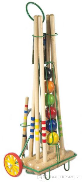 Londero Croquet Set 6 kroketa komplekts ar koka ratiņiem un metāla turētāju (09206)