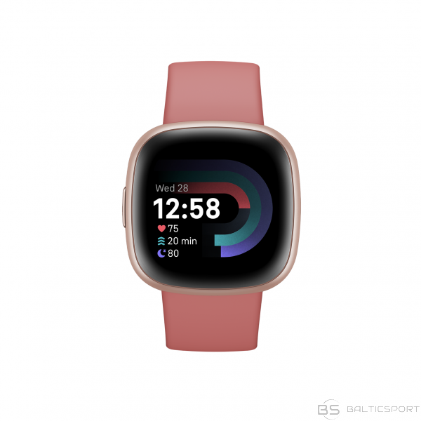 Fitbit Versa 4 Smart watch, NFC, GPS (satellite), AMOLED, Touchscreen, Heart rate monitor, Activity monitoring 24/7, Waterproof, Bluetooth, Wi-Fi, Pink Sand/Copper Rose