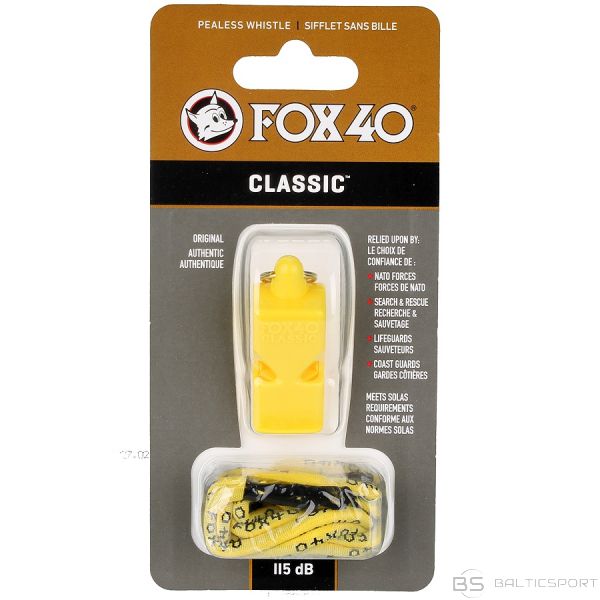 Fox40 Whistle Fox 40 Classic Safety / 115 dB / Dzeltena