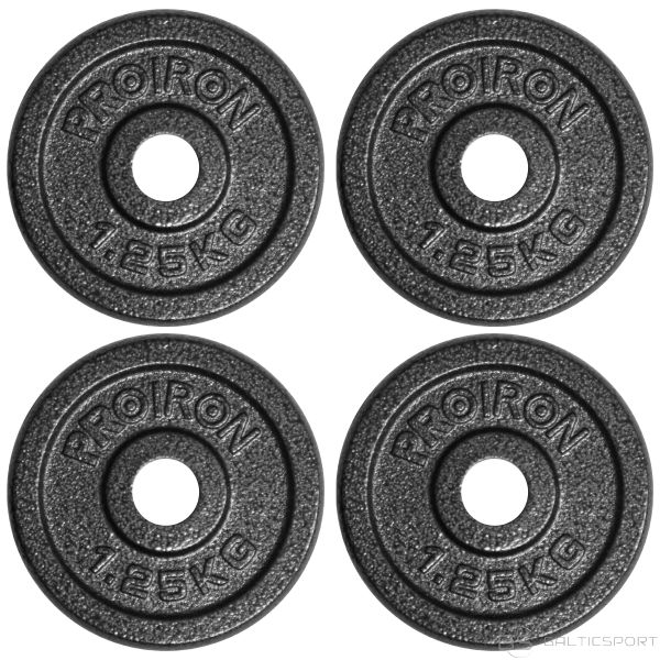 Metāla Svaru ripu / Svarcelšanas disku komplekts / PROIRON PRKISP01K Weight Plates Set, 4 x 1.25 kg, Black, Solid Cast Iron