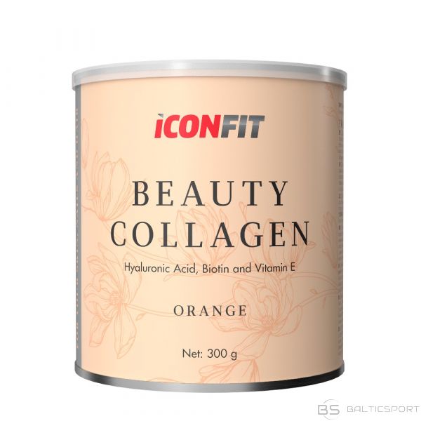 1+1 KOMPLEKTS ( 2x 300 g ) ICONFIT Beauty Collagen kolagēns ar Hialuronskābi, E vitamīnu, biotīnu ( apelsīnu garša)