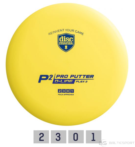 Discgolf DISCMANIA Putter D-LINE P2 FLEX 2 Yellow 2/3/0/1