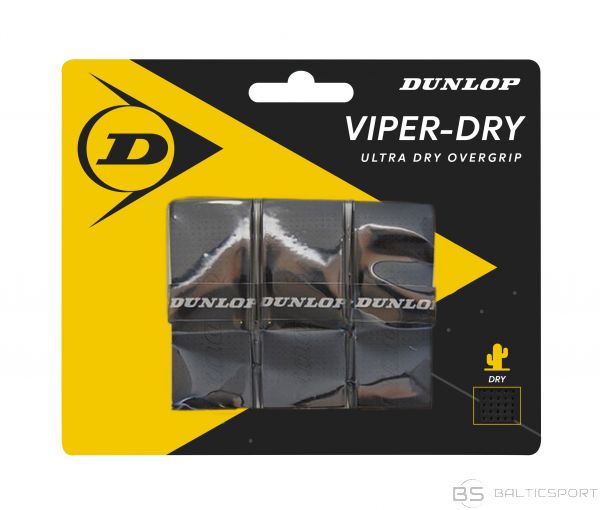 Tennis racket overgrip Dunlop VIPERDRY black (3 pcs)