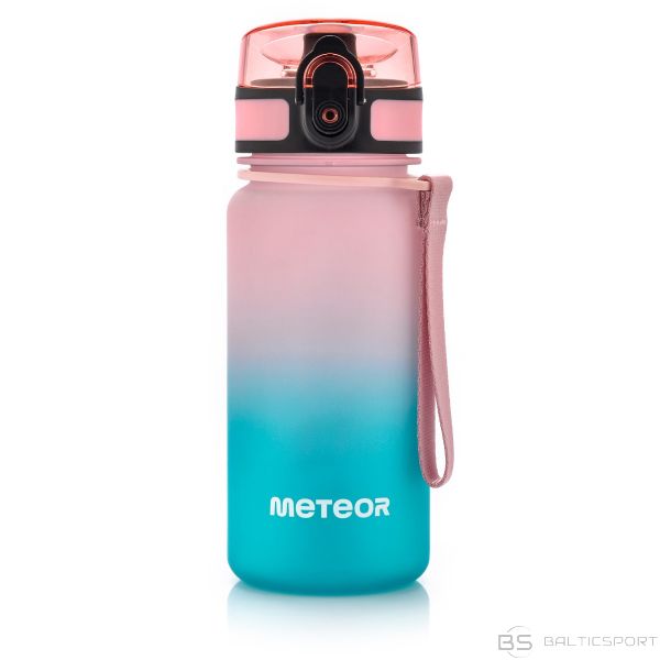 Ūdens pudele 0,35l, ar automātiski  atvēžamu vāku un sietiņu (divkrāsu: rozā/tirkīzs)