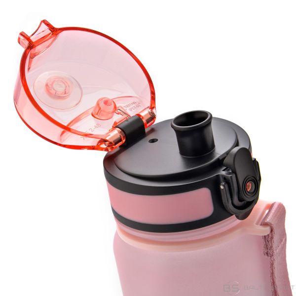 Ūdens pudele 0,35l, ar automātiski  atvēžamu vāku un sietiņu (divkrāsu: rozā/tirkīzs)