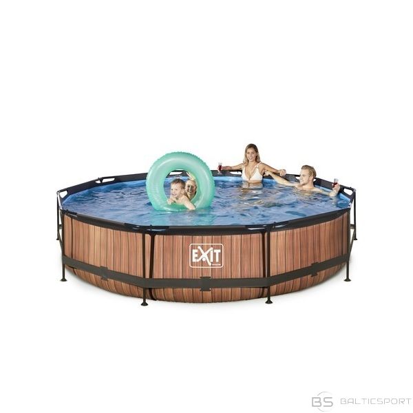 EXIT Wood pool ø360x76cm with filter pump - brown / baseins koka ø360x76cm