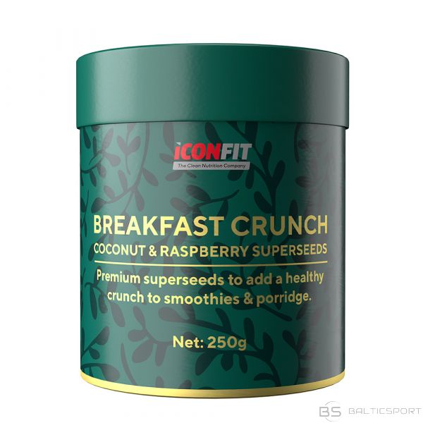 ICONFIT kraukšķīgu superproduktu maisījums - kokosriekstu-aveņu (250g) Breakfast Crunch (coconut-raspberry)