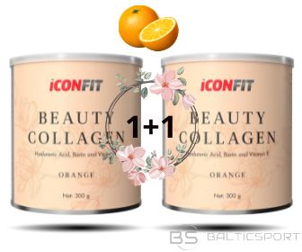 1+1 KOMPLEKTS ( 2x 300 g ) ICONFIT Beauty Collagen kolagēns ar Hialuronskābi, E vitamīnu, biotīnu ( apelsīnu garša)