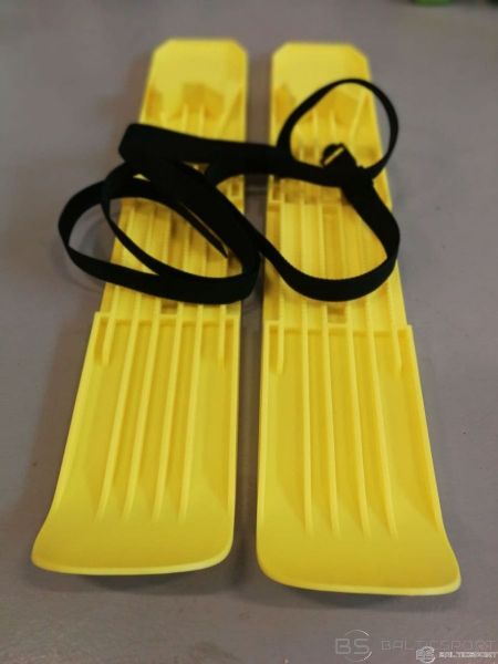 Junior min iplastmasas Slēpes ar stiprinājumiem - uzvelkamas uz apaviem 56cm/ plastic skiis-Dzeltens