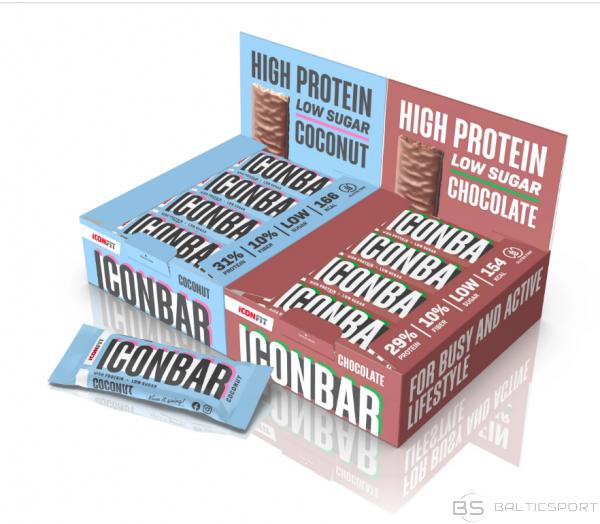ICONBAR Kokosriekstu vai šokolādes Proteīna batoniņš 45g ICONFIT  / ICONBAR protein bar 45g Iconfit