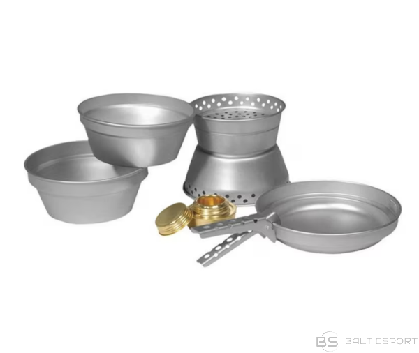 Alumīnija ēdiena gatavošanas komplekts ar spirta degli  Mil-Tec cookware set with Alu Cook-S spirit burner