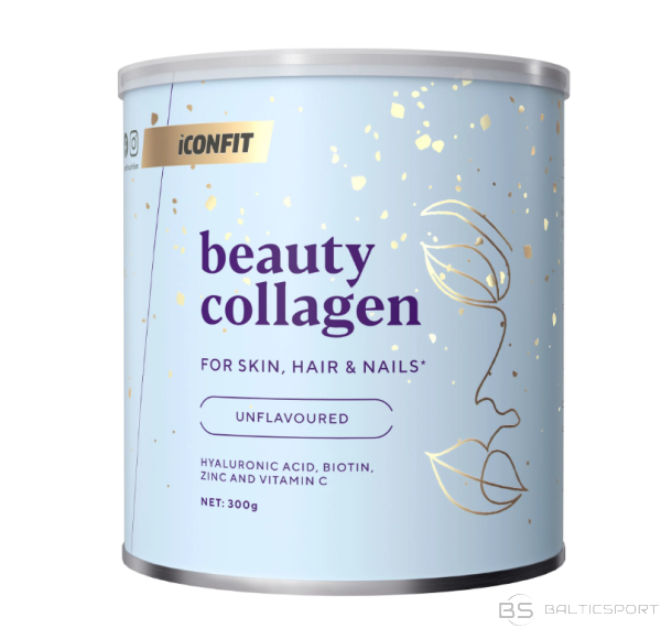 ICONFIT Beauty Collagen kolagēns ar Hialuronskābi, E vitamīnu, biotīnu (300g) ādai, matiem, nagiem-Bez garšas