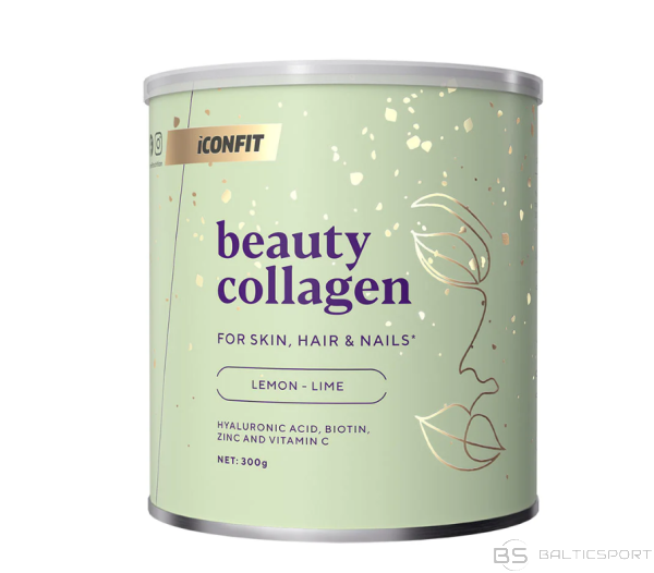 ICONFIT Beauty Collagen kolagēns ar Hialuronskābi, E vitamīnu, biotīnu (300g) ādai, matiem, nagiem