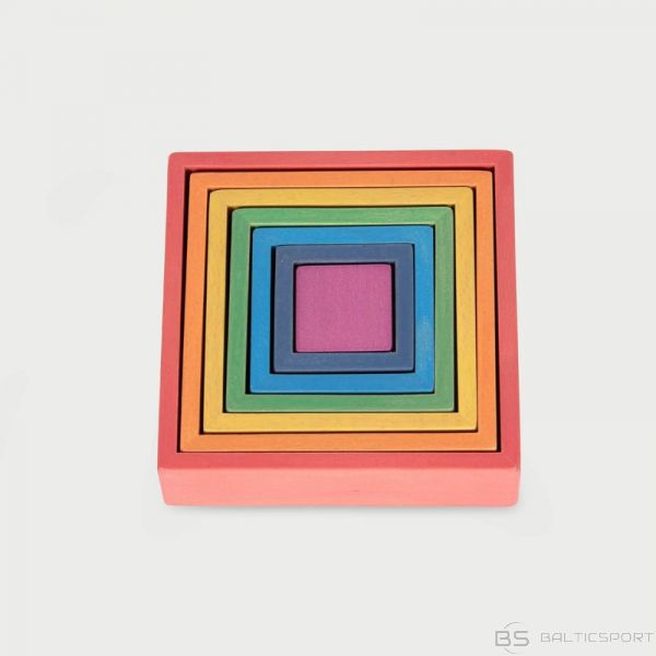 Koka varavīksnes puzle / Varavīksnes krāsu kvadrāti / koka 3d puzle