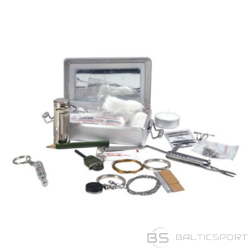 Izdzīvošanas komplekts alumīnija kastē Mil-Tec Alu BOX Survival Kit