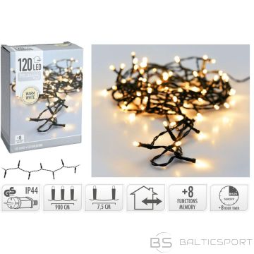 Christmas Decoration ZIEMASSVĒTKU GAISMU GAISMAS ĶĒDE 120 LED TAIMERIS SILTI BALTS