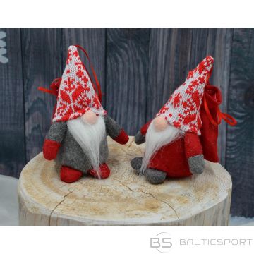 Saska Garden Dekoratīvs Ziemassvētku vecītis ar dāvanu maisiņu 15 cm pelēks