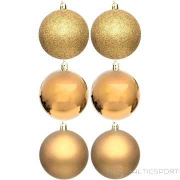 Christmas Decoration DECORATIVE BAUBLE PLASTIC SAFE 6PCS DIA. 80MM GOLD