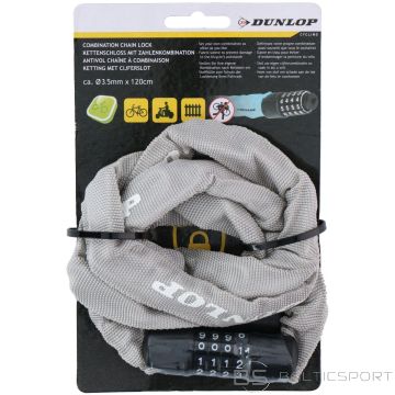 Dunlop velosipēda slēdzene ar kodu, ķēde 120 cm, pelēka