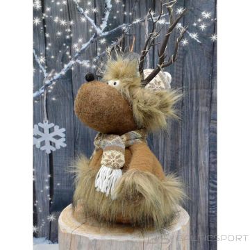 Saska Garden FUR REINDEER WITH ILLUMINATED ANTLERS, BROWN 20x35x47CM