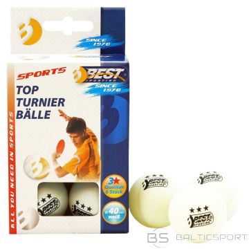 Best Sporting TABLE TENNIS BALLS TOURNAMENT 3 STARS 6PCS WHITE