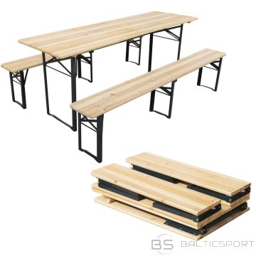 Saska Garden PICNIC SET BAR WOODEN TABLE AND 2 BENCHES FOLDABLE