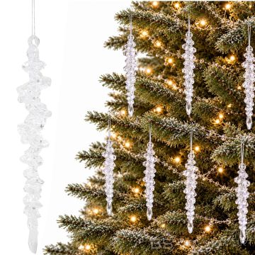 Edelman Mica Decorations Ziemassvētku eglītes rotājumi – leduspuļķi, 18 cm, 7 gab., caurspīdīgi, plastmasa