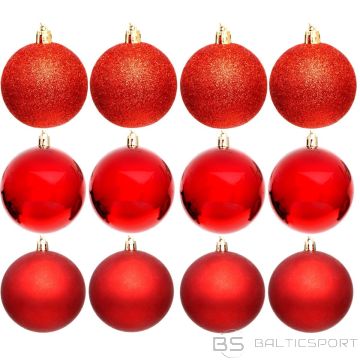 Christmas Decoration DECORATIVE PLASTIC BALL 6CM SET 12PCS RED