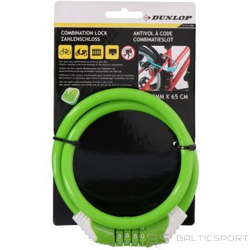 Dunlop SPIRAL BICYCLE LOCK WITH COMBINATION 10MMX65CM GREEN