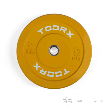 Svara plāksne TOORX Bumper Plate Challenge, dzeltena, 50 mm, 15 kg