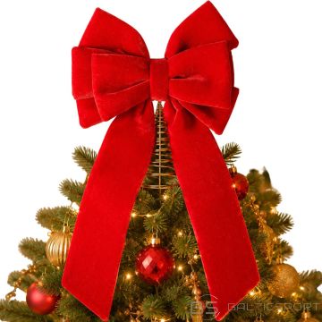 Christmas Decoration VELVET BOW CHRISTMAS TREE TOP 72CM RED