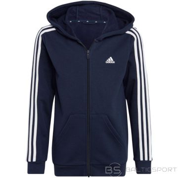 Adidas Essentials 3 svītru vilnas kapuce ar pilnu rāvējslēdzēju Jr IC0600 (152 cm)