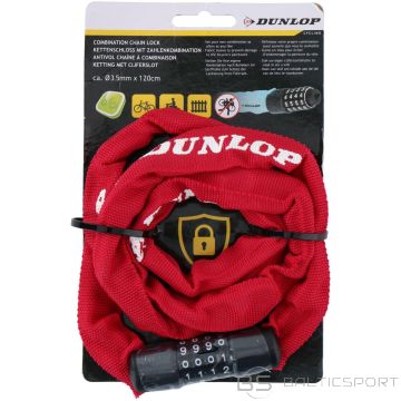 Dunlop velosipēda slēdzene ar kodu, ķēde 120 cm, sarkana